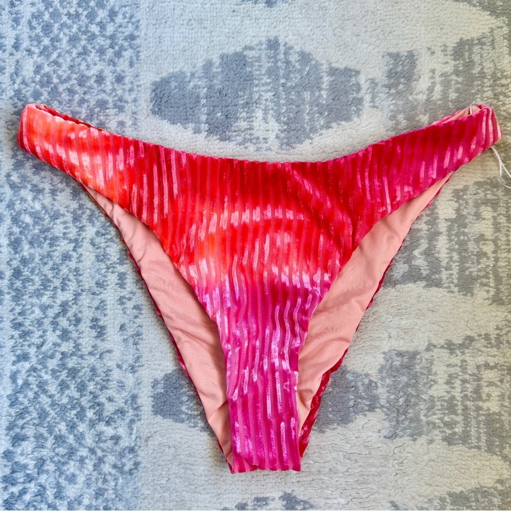 Dippin Daisys Pink Orange and Red Ombré Velour Bikini Bottom